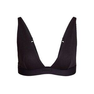 Skims Cotton Rib Plunge Bralette - Soot Black Size Medium